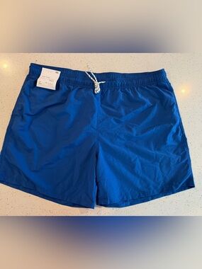Men's Blue 7” Quick-Dry Swim Trunks with Drawstring Waist